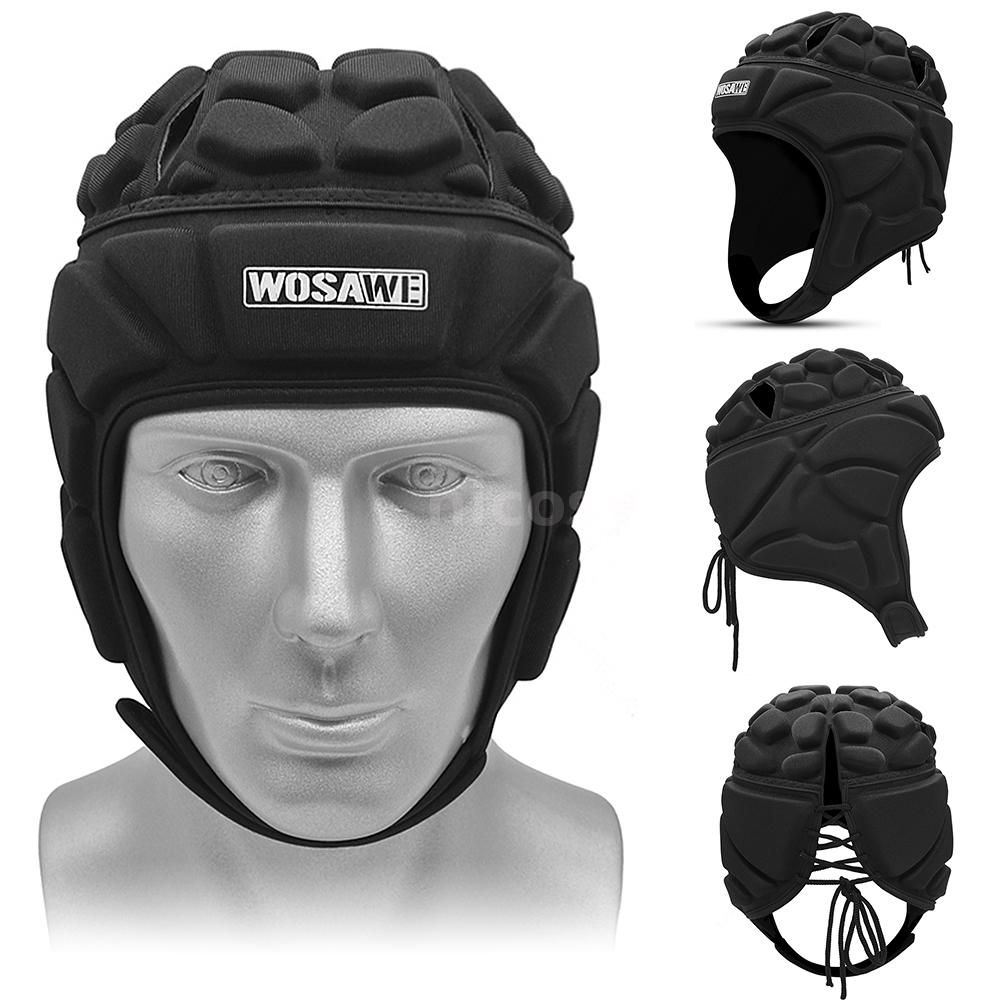Soccer Football Goalkeeper Helmet Cap Rugby Headguard Roller Hat Protector Q0J6